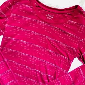 BCG • Magenta Pink Scoop Neck Striped Long Sleeve Top